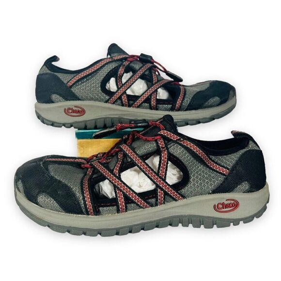 Chaco Outcross Outdoor Hiking Shoes Grey / Black / Red J180201 Youth 2 - Picture 1 of 12